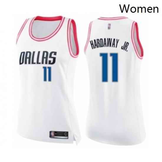 Womens Dallas Mavericks 11 Tim Hardaway Jr Swingman White Pink Fashion Basketball Jersey